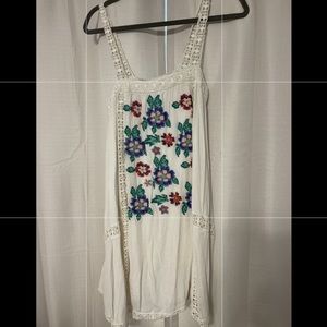 White embroidered mini dress